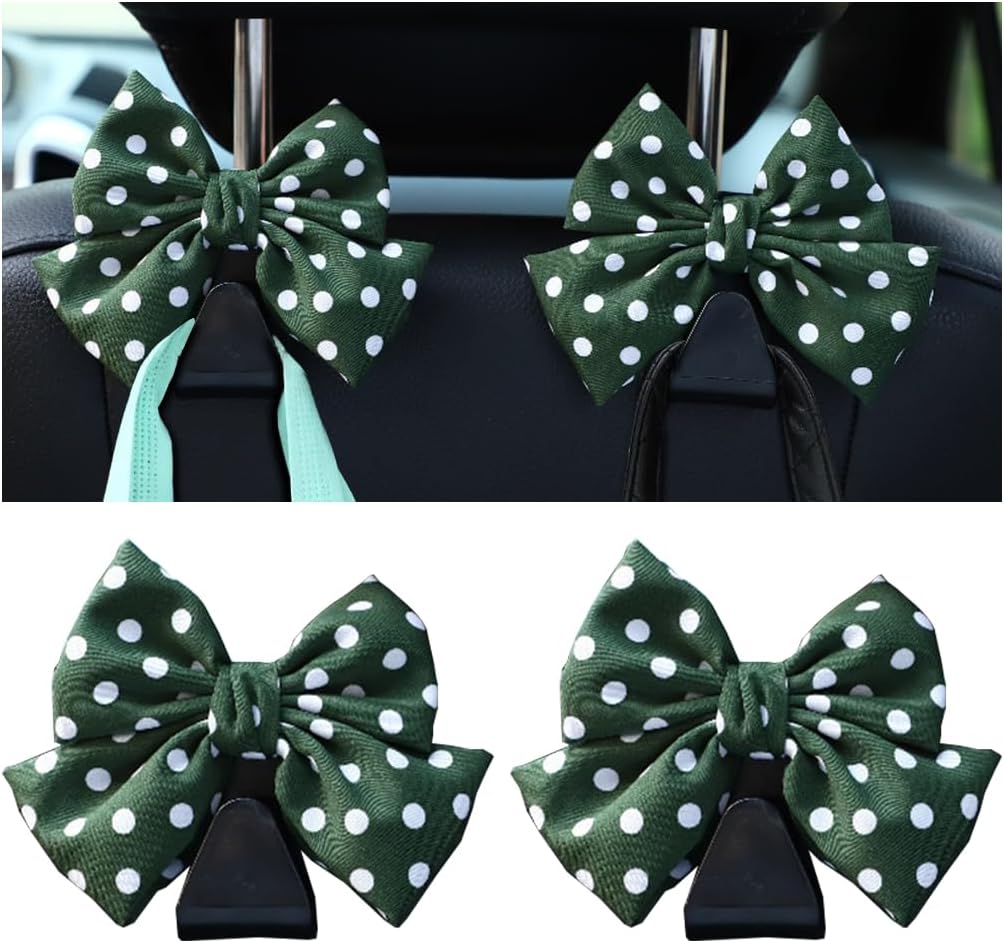 Mandark 2PCS Bow Car Headrest Hooks for Bags, Black Line
