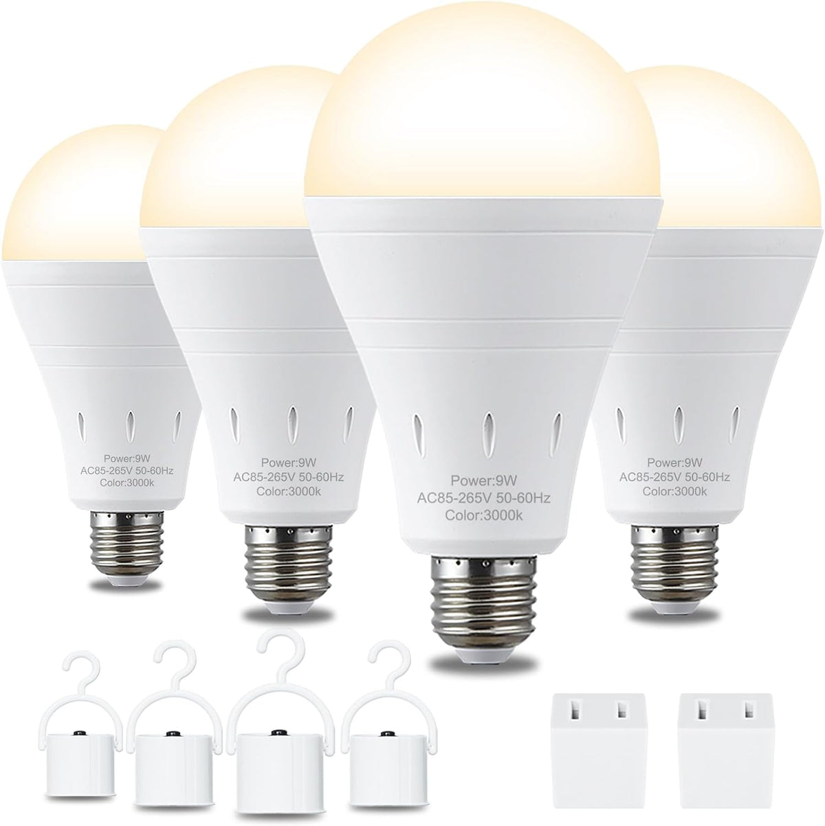 DEBAOBULB 6 Pack Rechargeable Emergency Light Bulbs, Battery Powered LED Light Bulb 6000K Daylight E26 120 Volt 9W 60W Equivalent with 1200mAh for Home Power Outage Camping Hurricane