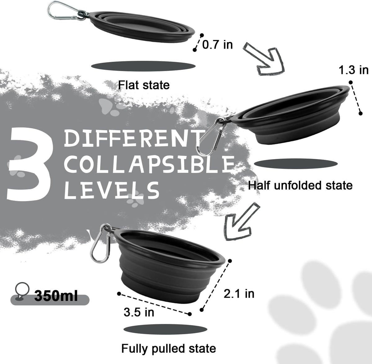 Rest-Eazzzy Collapsible Dog Bowls, 2 Pack Sturdy Portable Dog Water Bowls | Wear-Resistant TPE, Anti-Dust Foldable Travel Dog & Cat Bowls for Camping Walking Hiking with Carabiners