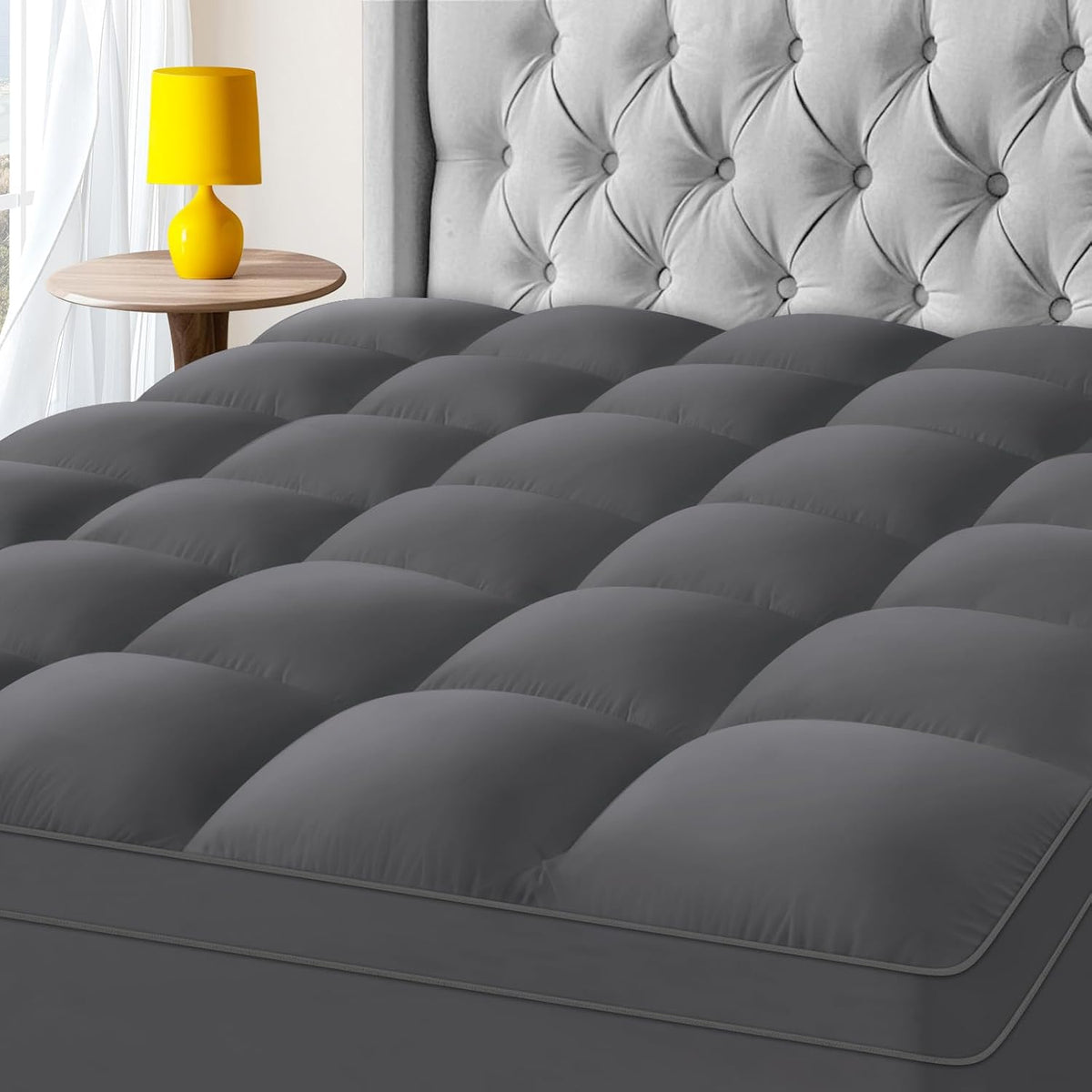 Kayfia Full Mattress Topper, Thick Mattress Pad for Back Pain Relief, White