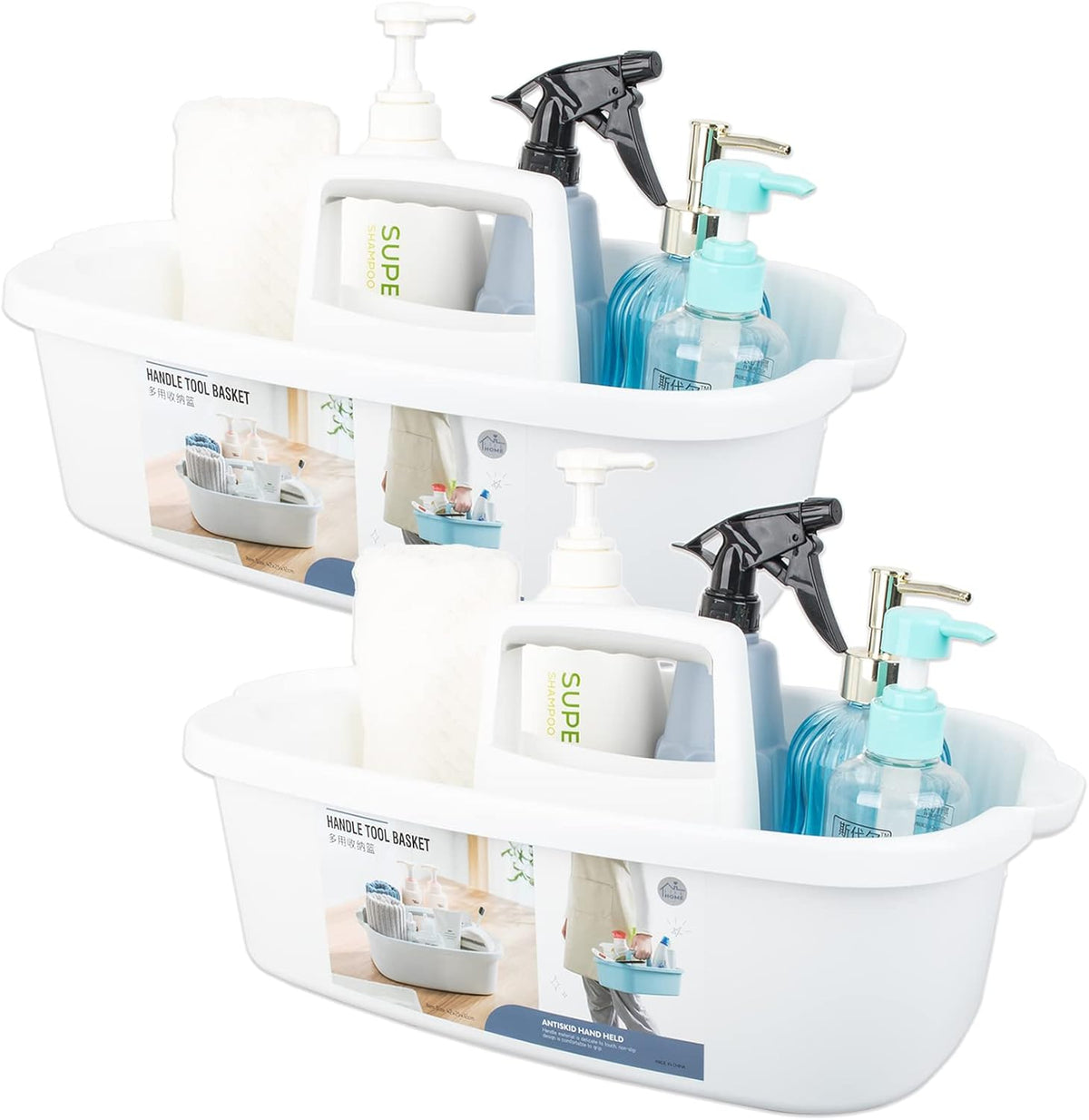 JiatuA Large Cleaning Supplies Caddy Portable Shower Caddy Basket Dark Gray