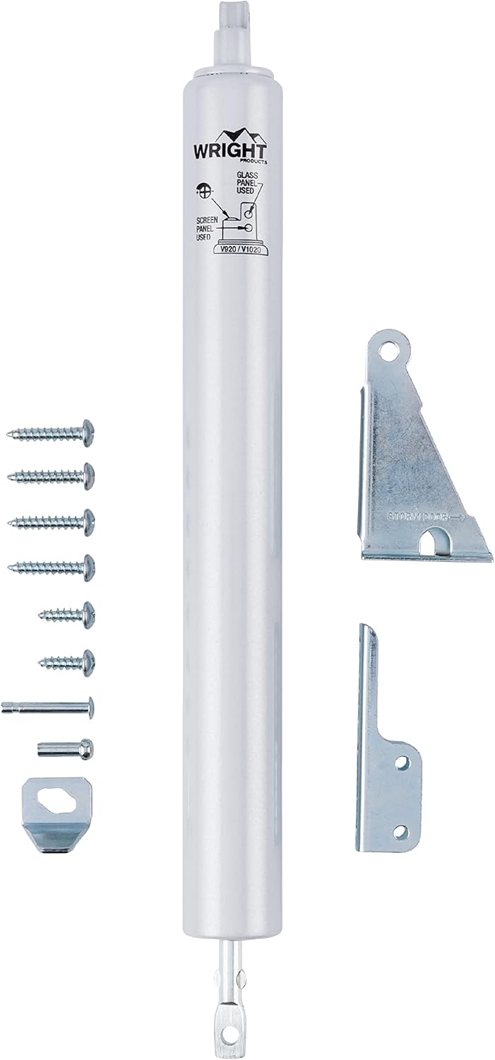 Wright Products Standard Duty Pneumatic Screen & Storm Door Closer – Adjustable Closing Speed, Quiet Operation, Easy Installation (Transitional, White)