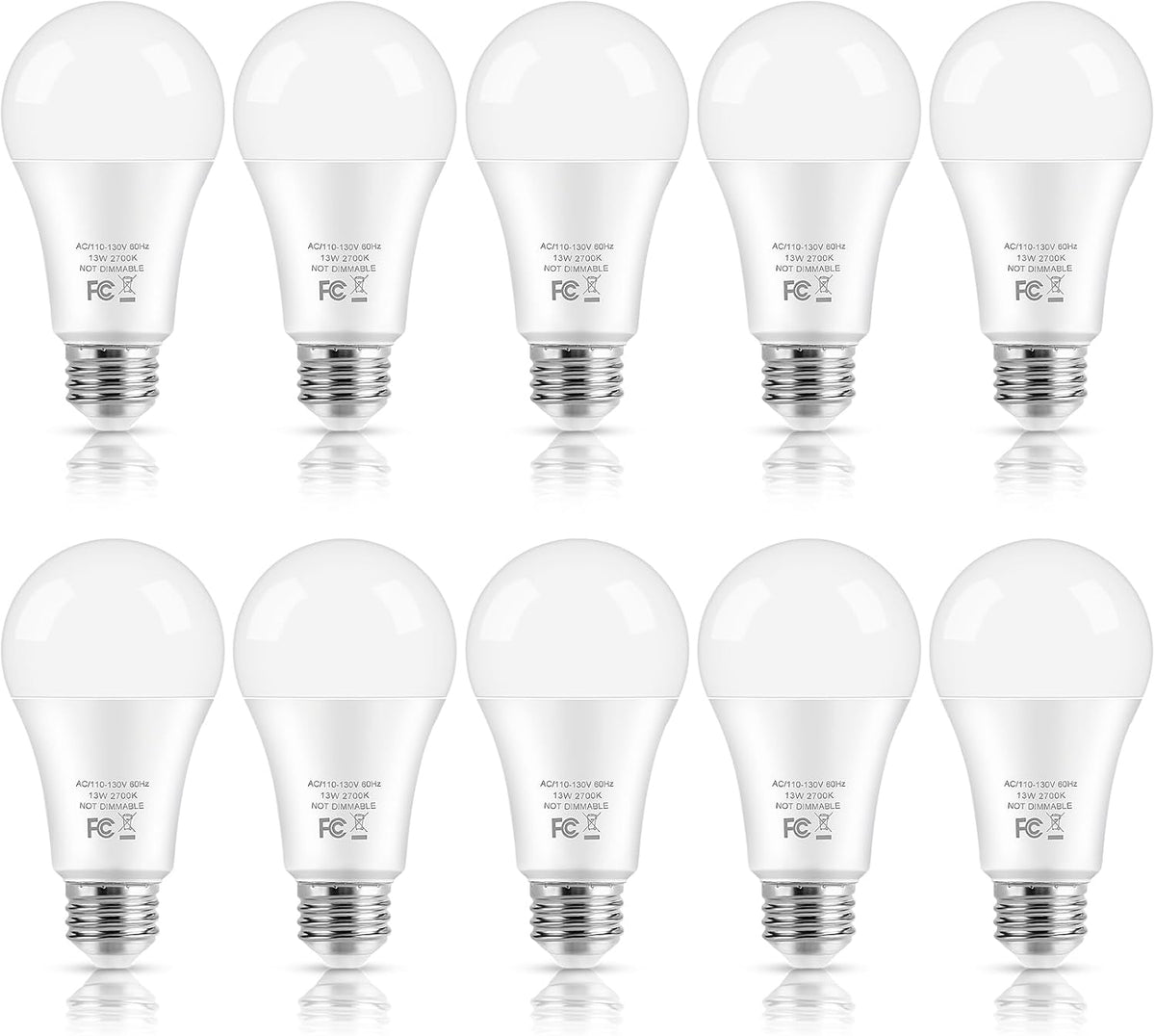 LED Light Bulbs, 100 Watt Equivalent A19, 13W 5000K Daylight White 1500 Lumens Non-Dimmable Bright E26 Edison Medium Screw Bulbs for Home Bedroom Kitchen Living Room Office Lamp, 4-Pack