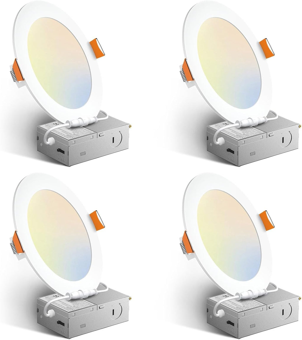 Amico 4 Pack 6 Inch 5CCT Ultra-Thin LED Recessed Ceiling Light