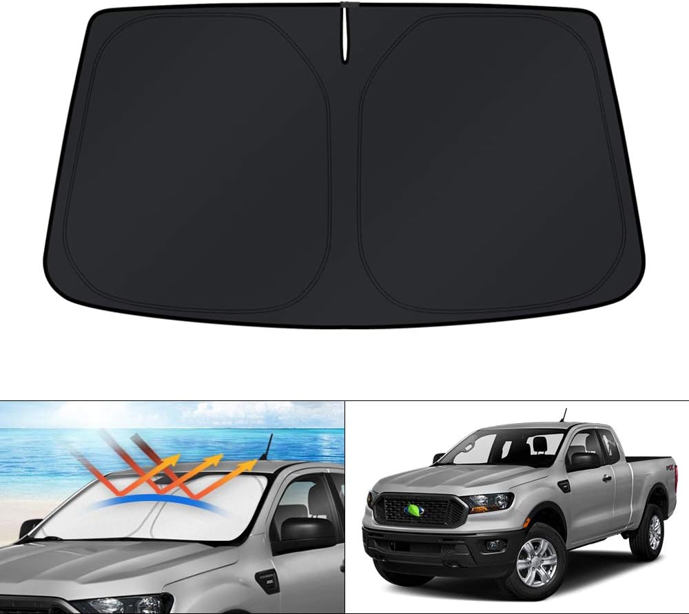 KUST Windshield Sun Shade for 2017-2026 Tesla Model Y/Model 3 Sunshade Accessories (Fit 2025-2026 Model Y Juniper / 2024 Model 3 Highland) Upgraded Foldable Sunshade, Blocks UV Rays Keep Car Cool