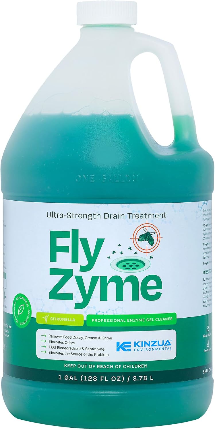 Fly-Zyme Enzyme Drain Cleaner Gel for Pipes, Fruit Flies & Odors, 32 fl oz