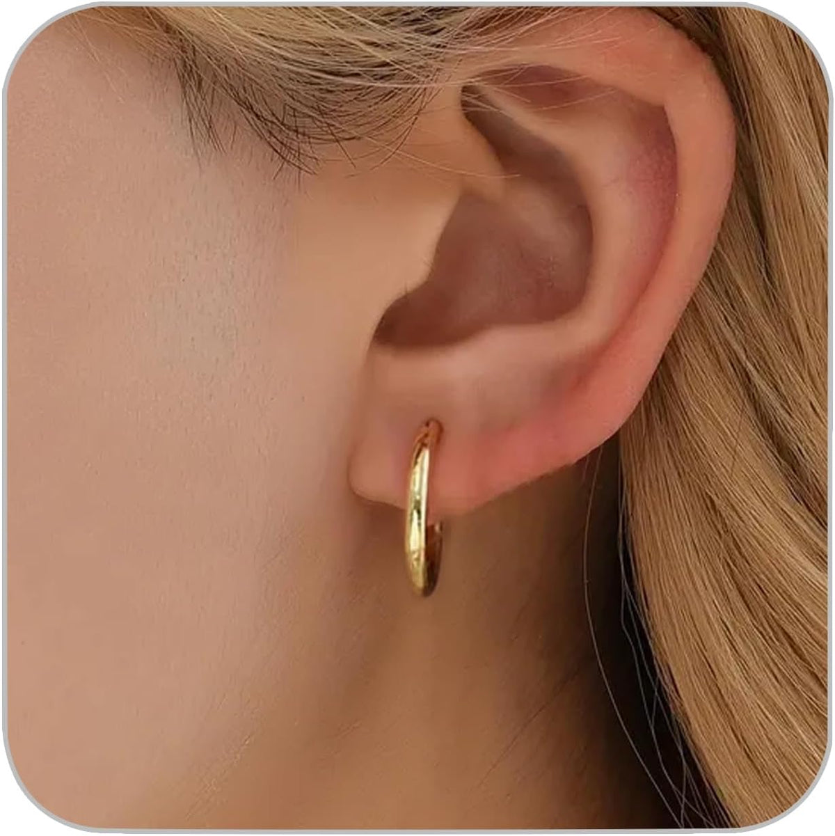 1 Pair 6mm Small Hoop Earrings for Women, Huggie Earrings (Silver/1.6mm)