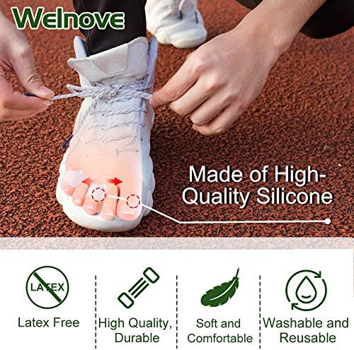 Welnove Gel Toe Separator, Pinky Toe Spacers, Little Toe Cushions, Small Toe Sleeves for Preventing Rubbing & Reducing Pressure (Pack of 12, Transparent)