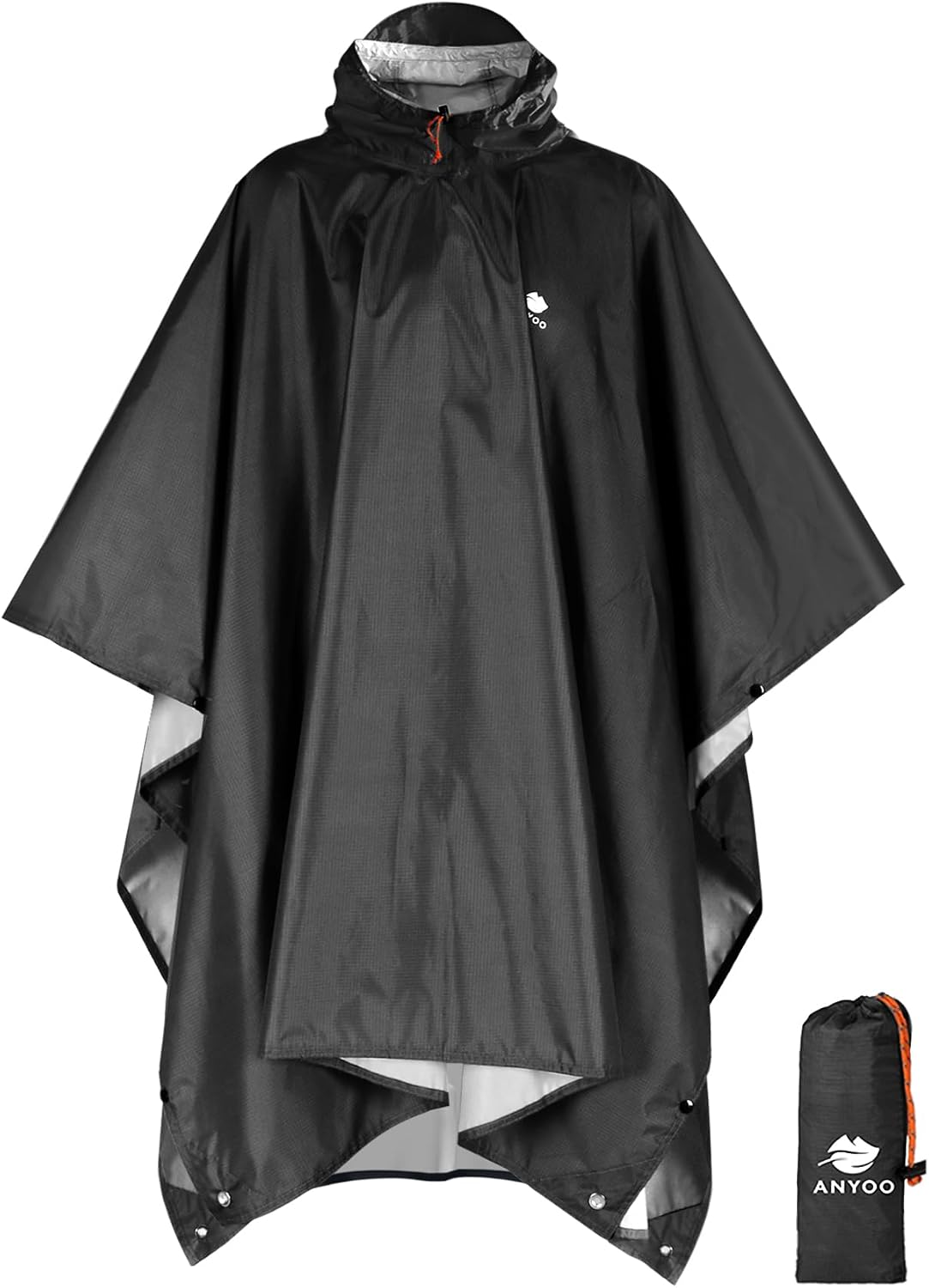 ANYOO Hooded Rain Poncho for Adult Waterproof Lightweight Raincoat