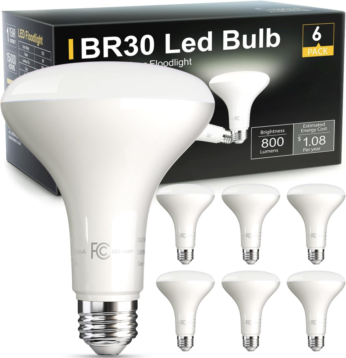 TJOY 12 Pack BR30 Flood Light Bulb Indoor, Soft White Recessed Light Bulbs