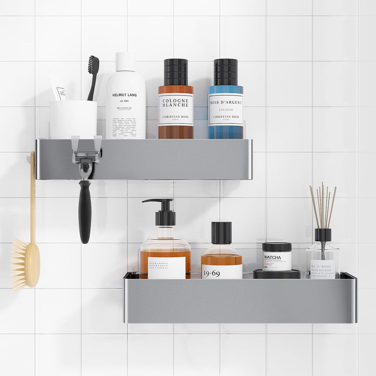 Kitsure Shower Caddy Adhesive, Stylish Shower Organizer, Large, Black