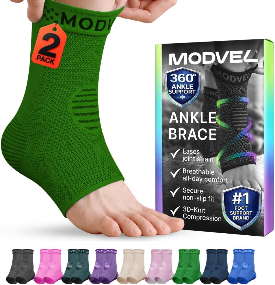 Modvel Foot & Ankle Brace Socks for Sprained Ankle Compression Sleeve - Foot Support for Women & Men - Tendonitis & Arthritis Ankle Brace Sports Running, Torn Ligaments & Women Stabilizing Ankle Wrap