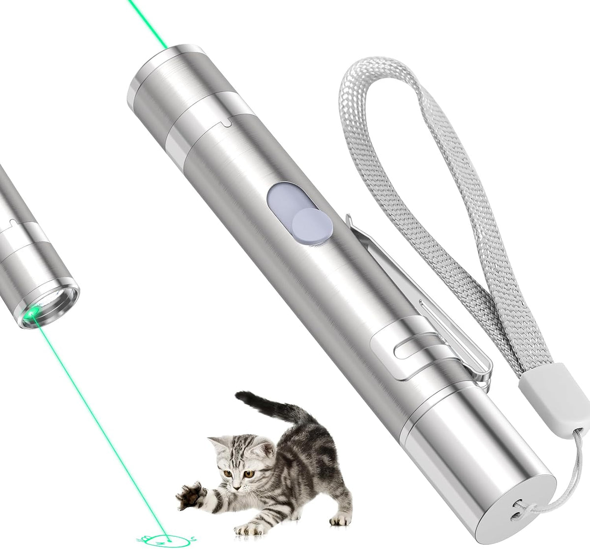 Waputne Cat Toy, USB Rechargeable, 3 Light Modes, 5 Fun Patterns, Indoor
