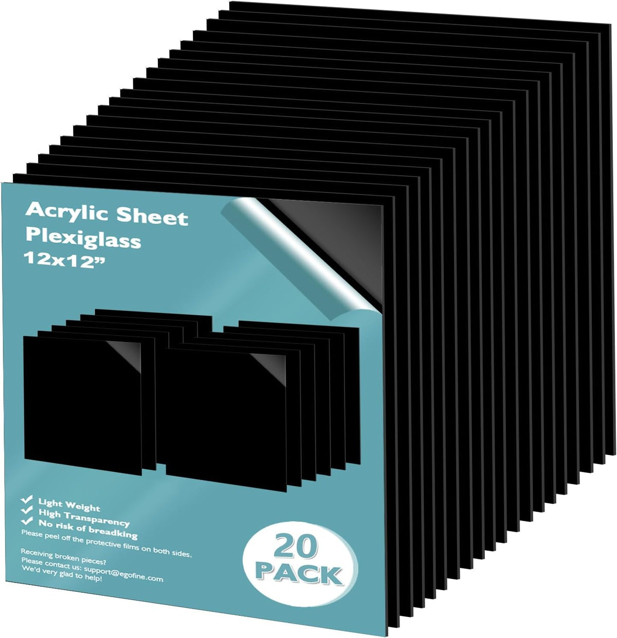 Egofine Plexiglass Sheets Acrylic Sheets 6 Pack of 8x10’’ 0.04 Thick Clear Plastic Cast Transparent Plexi Glass for Crafting Projects, Replacement Picture Frame Glass, DIY Display, Easy to Cut