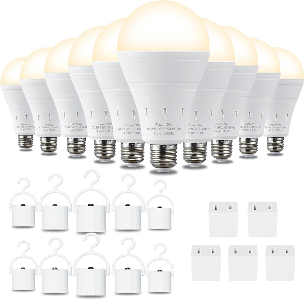 DEBAOBULB 6 Pack Rechargeable Emergency Light Bulbs, Battery Powered LED Light Bulb 6000K Daylight E26 120 Volt 9W 60W Equivalent with 1200mAh for Home Power Outage Camping Hurricane