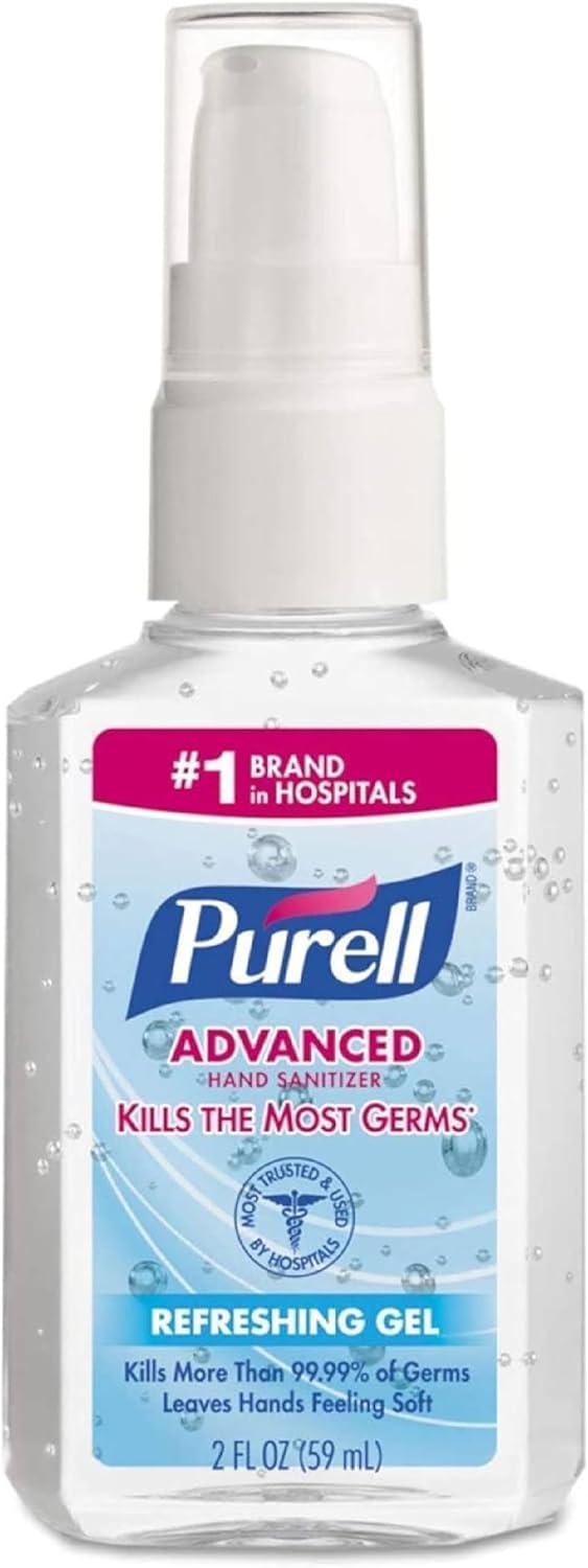 PURELL Advanced Hand Sanitizer Refreshing Gel, Clean Scent, 2 fl oz Travel Size Pump Bottle (Pack of 1) – 3050-24-CMR