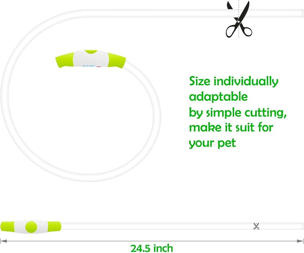Led Dog Collar, BSEEN USB Rechargeable Flash Light up Dog Collar | Pet Safety Necklace Makes Your Beloved Dogs Be Seen at Night for Small Medium Large Dogs(Green)