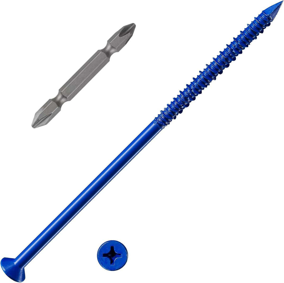 Wensilon(105 PCS) 3/16" Concrete Screw Anchor Kit Blue/Black/White Flat Head for Anchoring to Masonry, Block or Brick Stucco