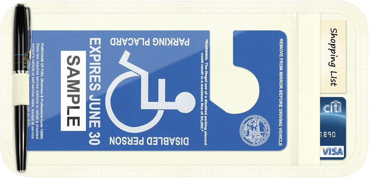 Handicap Placard Holder for Auto, Car Sun Visor Disabled Parking Tag, Black