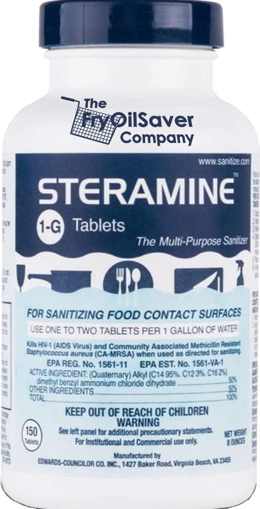 2 Bottles Steramine Sanitizer Tablets, 300 Count + 15x QT-10 Test Strips