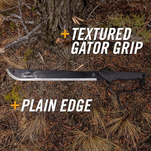 Gerber Gator Machete w/ Saw & Plain Edge Blade, Sheath, 25" / 18"