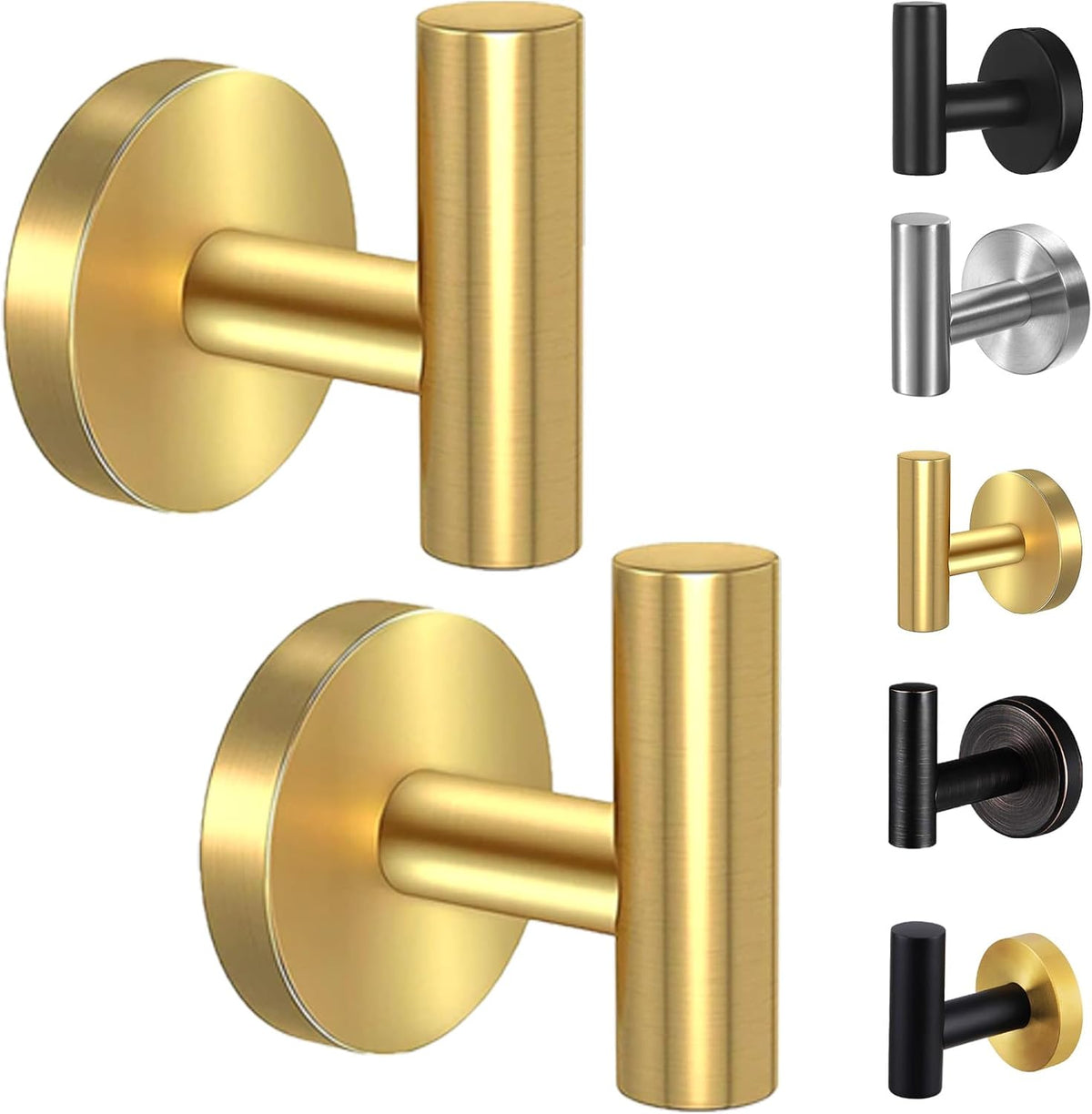 Kruodop Towel Hooks for Bathroom,2 Packs Wall Mount Towel Holder,Black Matte Wall Robe Hook,Stainless Steel Heavy Duty Door Hanger Towel Hook for Kitchen, Bedroom,Hotel,Pool,Coats(Drilling)