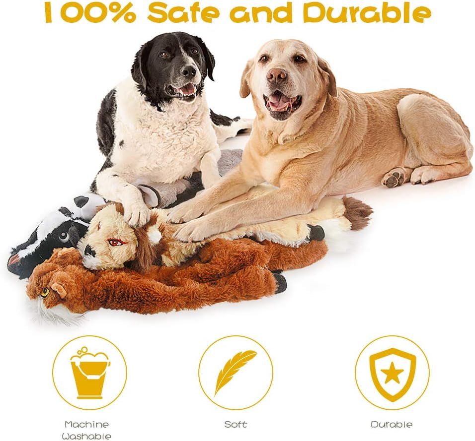 Dog Squeaky Chew Toys No Stuffing Soft Plush for Small Medium Large Breed | Best Birthday Gifts to Keep Them Busy Chewer Teething Chewing Fetch Interactive Squeakers Pet Supplies Bundle Tough Durable