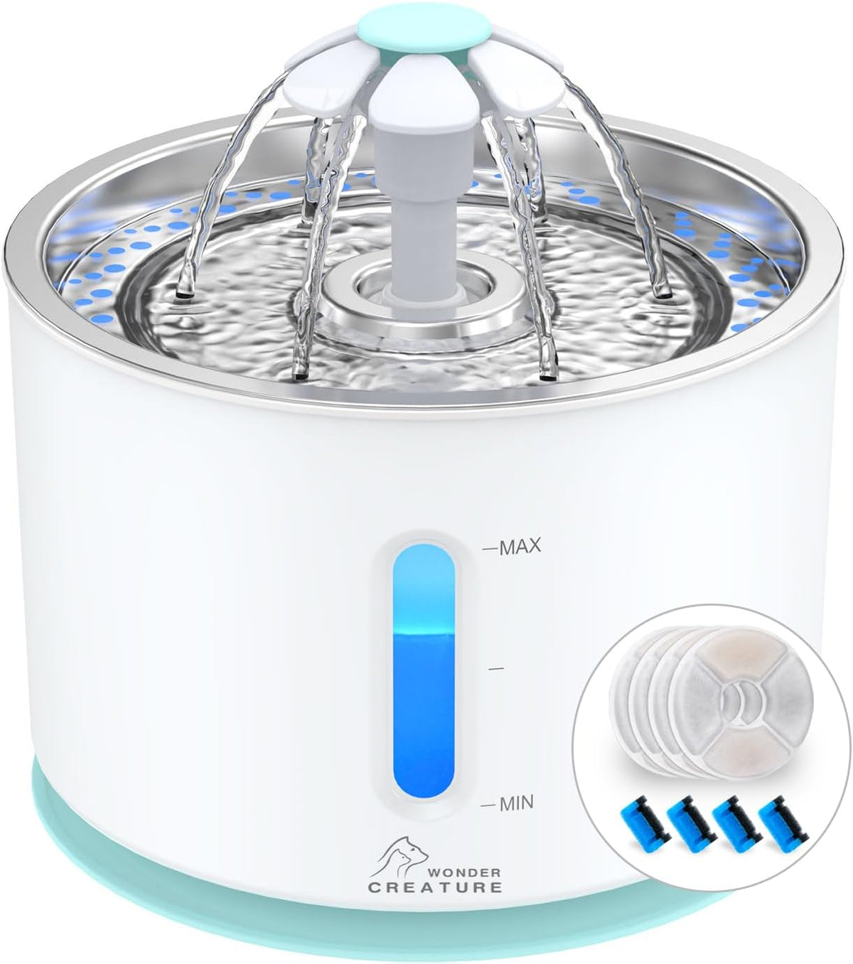 Wonder Creature Cat Water Fountain Stainless Steel Lid 81oz/2.4L
