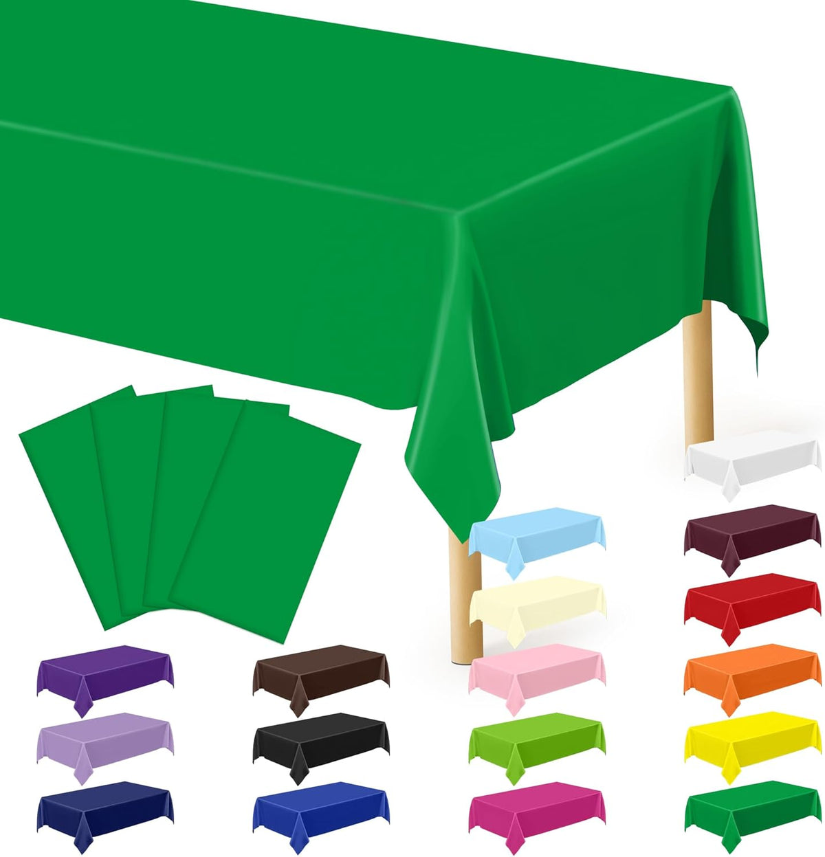 4Pack Black and Gold Tablecloths for Events, 54" x 108" Plastic Table Cloth Disposable for Rectangle Tables, Waterproof Table Cloth Cover for New Years Eve Decorations Holiday Birthday Wedding Dining