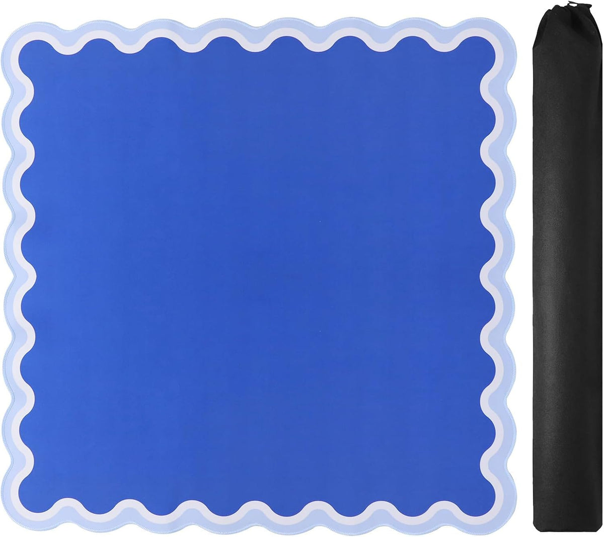 TIASUSAN Blue Mahjong Mat (31.5” x 31.5”) with Black Carrying Bag, Anti-Slip, Noise-Reducing Mahjong Mat for Table, Poker, Board Games, Dominoes, and Card Games