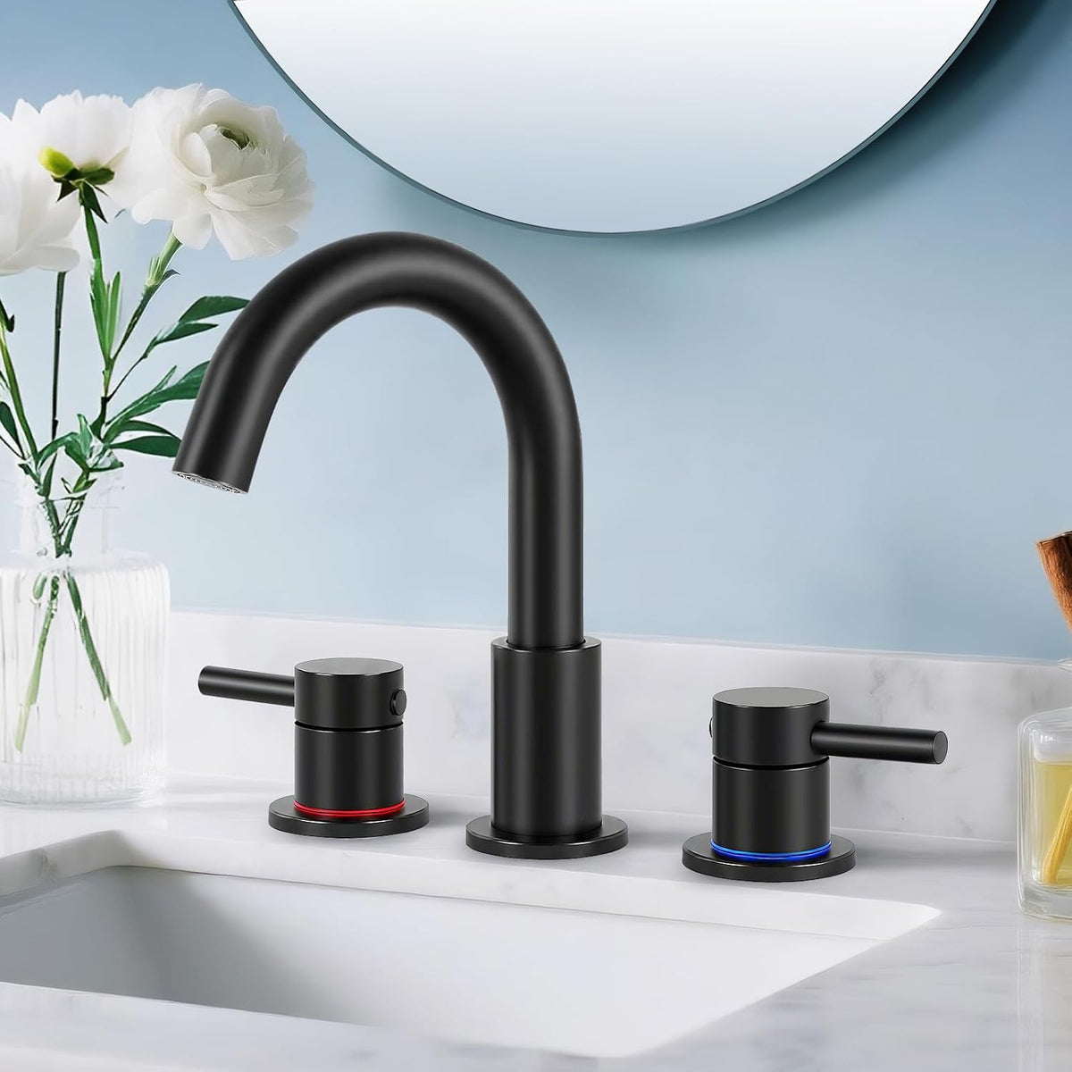 Bathroom Faucet 3 Hole Brushed Gold, 2-Handle Widespread Faucet