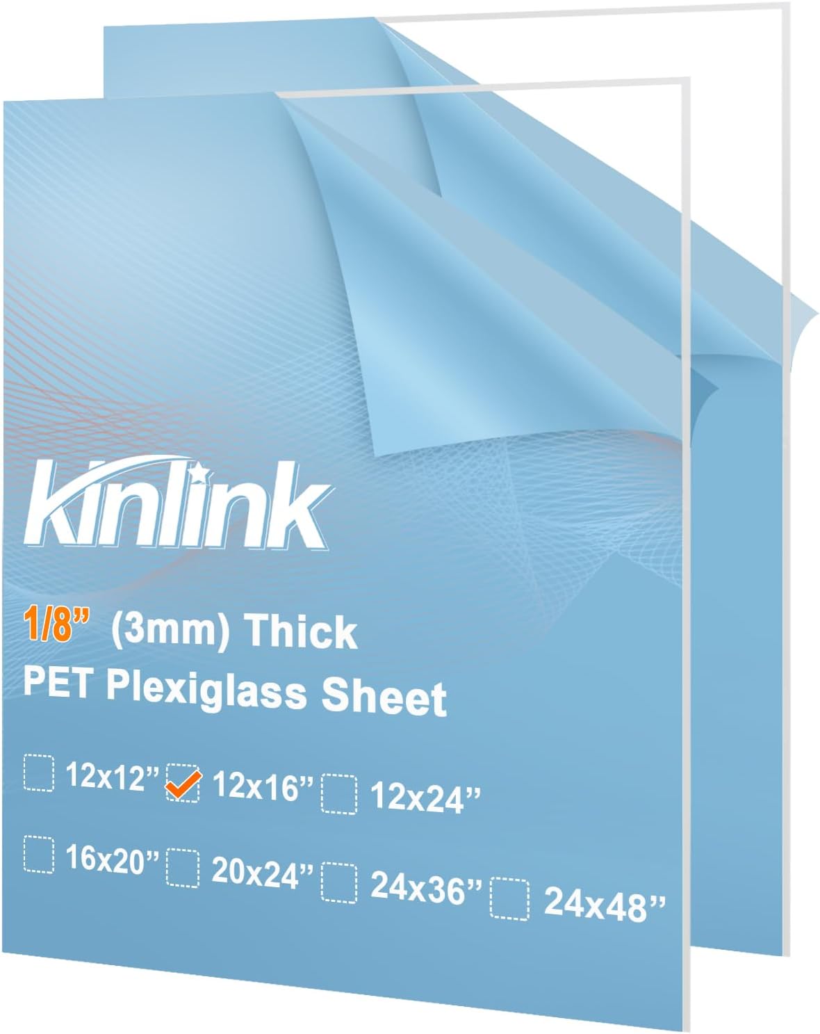 KINLINK 24x36 Plexiglass Sheets 1/8 inch Thick, 3mm Clear PET Plastic Sheet for DIY Project, Craft, Table top, Picture Frame, Acrylic Sign and Wedding Invitation 2 Pack