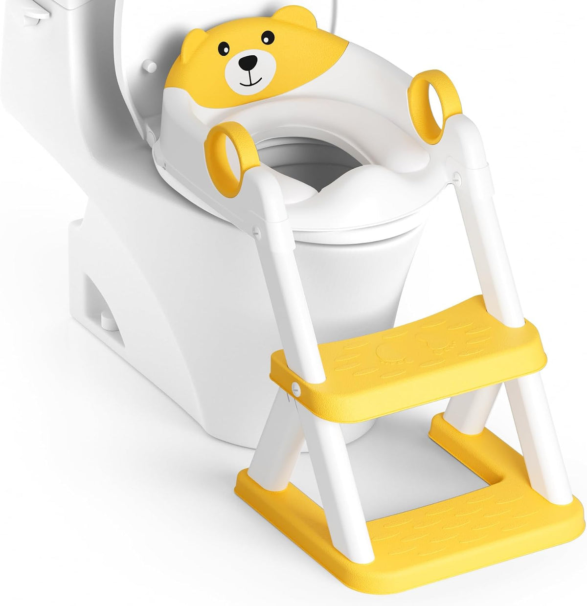 Rabb 1st® Potty Training Seat, Toddler Toilet Seat for Kids Boys Girls, 2 in1 Potty Training Toilet with Step Stool, 6 Adjustable Height, Splash Guard, Stable Triangular Anti-Slip Design(Grey)