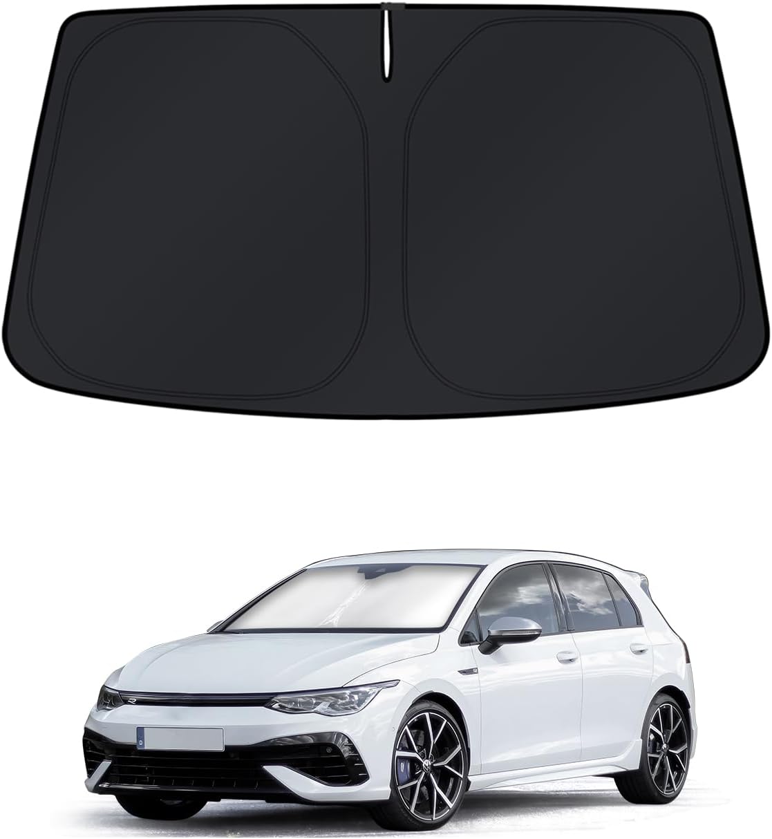 KUST Windshield Sun Shade for 2017-2026 Tesla Model Y/Model 3 Sunshade Accessories (Fit 2025-2026 Model Y Juniper / 2024 Model 3 Highland) Upgraded Foldable Sunshade, Blocks UV Rays Keep Car Cool