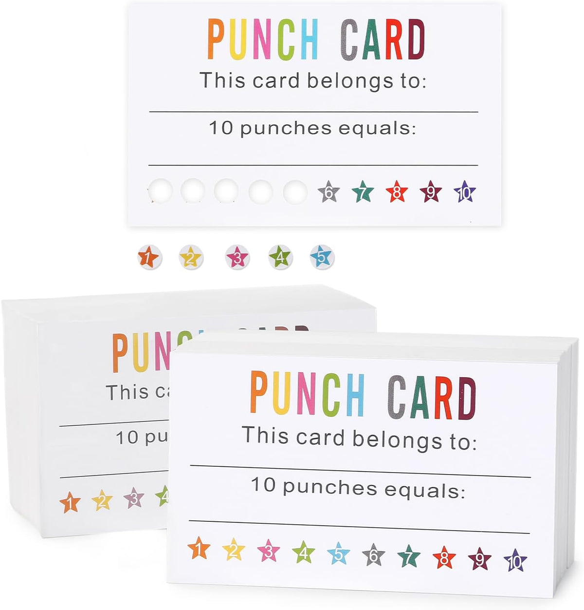 ONEDONE Punch Cards 200 Pack Reward Punch Cards for Classroom with Puncher