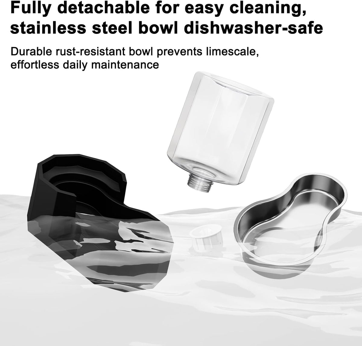 Sfozstra 5L Cat Gravity Water Bowl Dispenser: Stainless Steel Bowl | No Power Needed / No Filter Required / Spill Proof Design / Easy Cleaning / Cats & Small Dogs / Home Crate Area & Travel