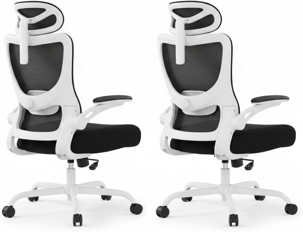 Marsail Ergonomic Office Chair: Office Desk Chair with High Back Mesh and Adjustable Lumbar Support Rolling Work Swivel Task Chairs with Wheel 3D Armrests and Headrest