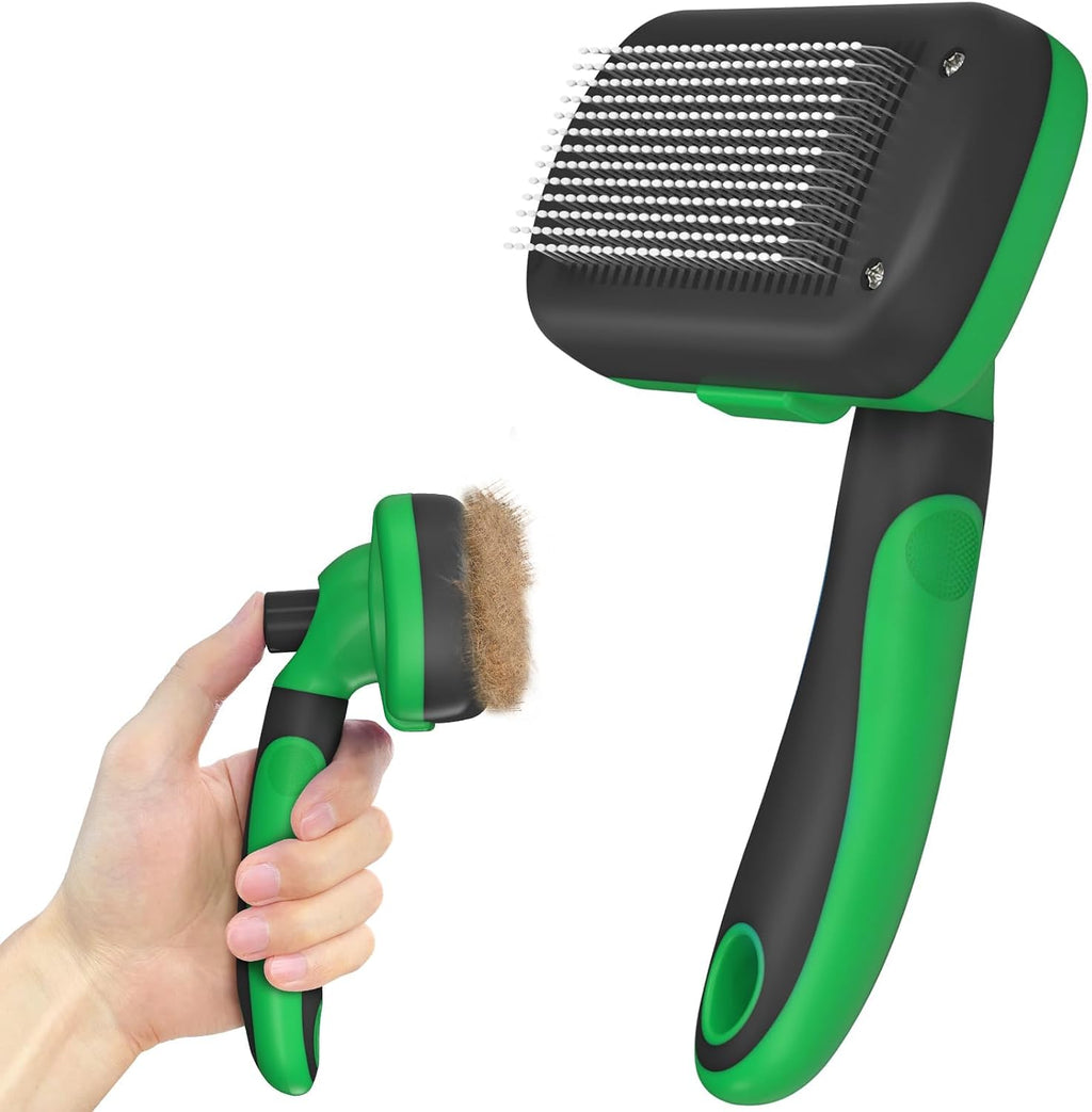 Dipoo Self Cleaning Shedding Brush - Skin Friendly Grooming Tool for Dogs, Cats, and Puppies, Deshedding and Hair Removal for Long and Short Haired Pets, Black