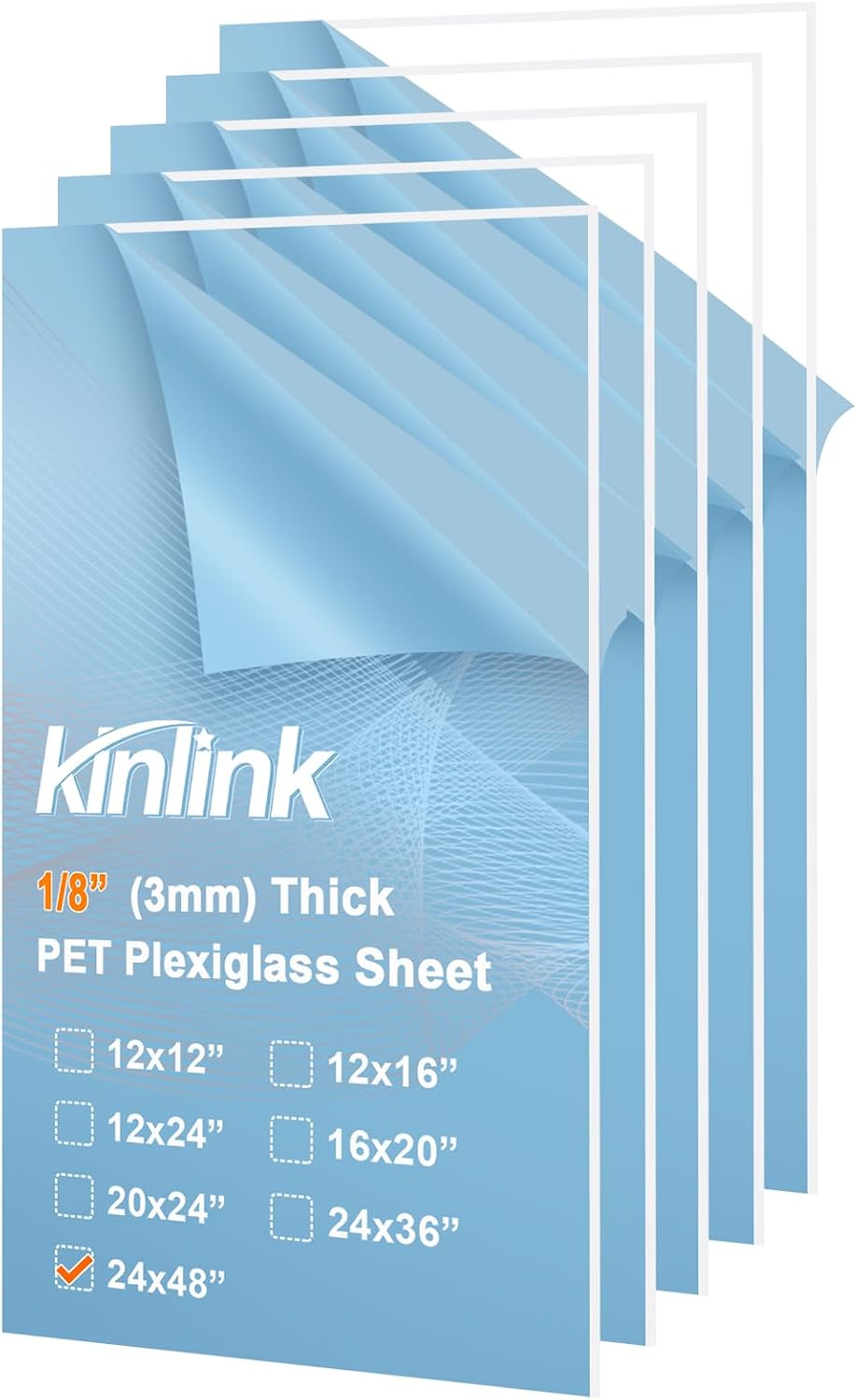 KINLINK 24x36 Plexiglass Sheets 1/8 inch Thick, 3mm Clear PET Plastic Sheet for DIY Project, Craft, Table top, Picture Frame, Acrylic Sign and Wedding Invitation 2 Pack