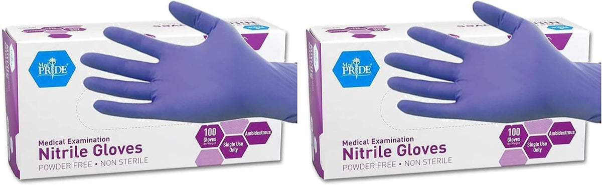 MedPride Powder-Free Nitrile Exam Gloves, Iris Blue, Medium, Box/100