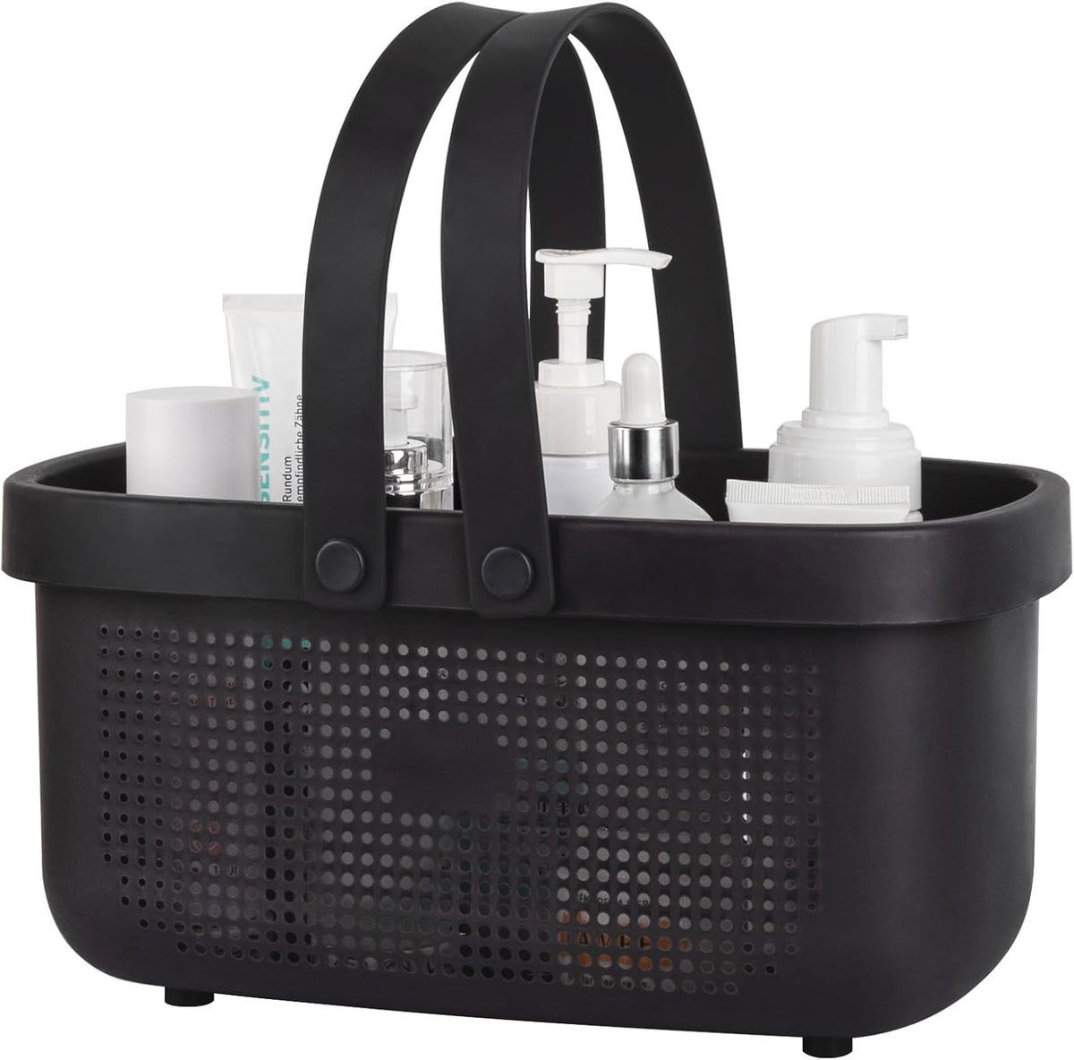 JiatuA Plastic Storage Basket with Handle Portable Shower Caddy Tote Organizer Basket Bin for Bathroom Kitchen Dorm Room Bedroom, Green
