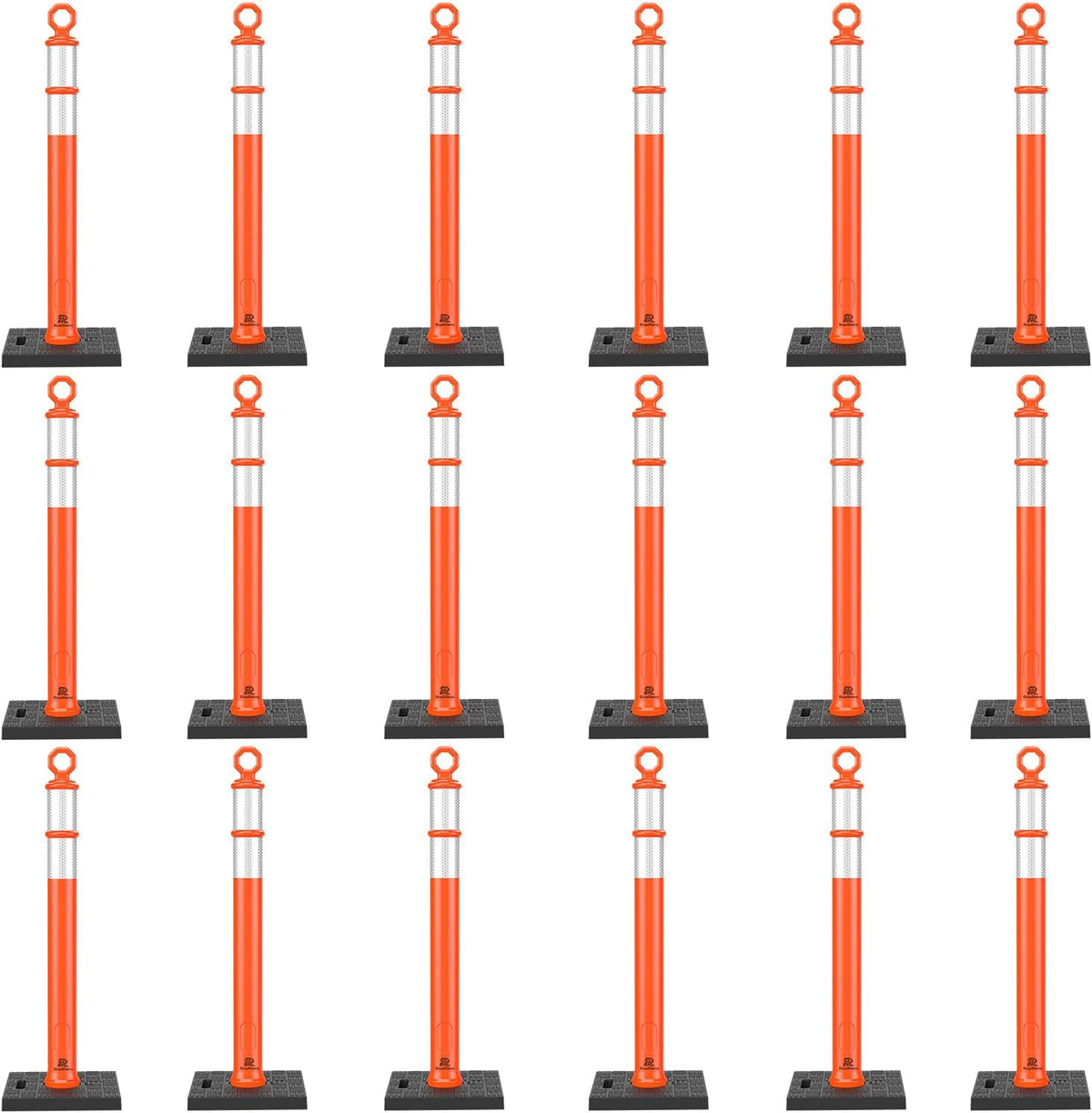 RoadHero 42 Inch Orange Traffic Delineator Post Cones with Base, 6 Pack