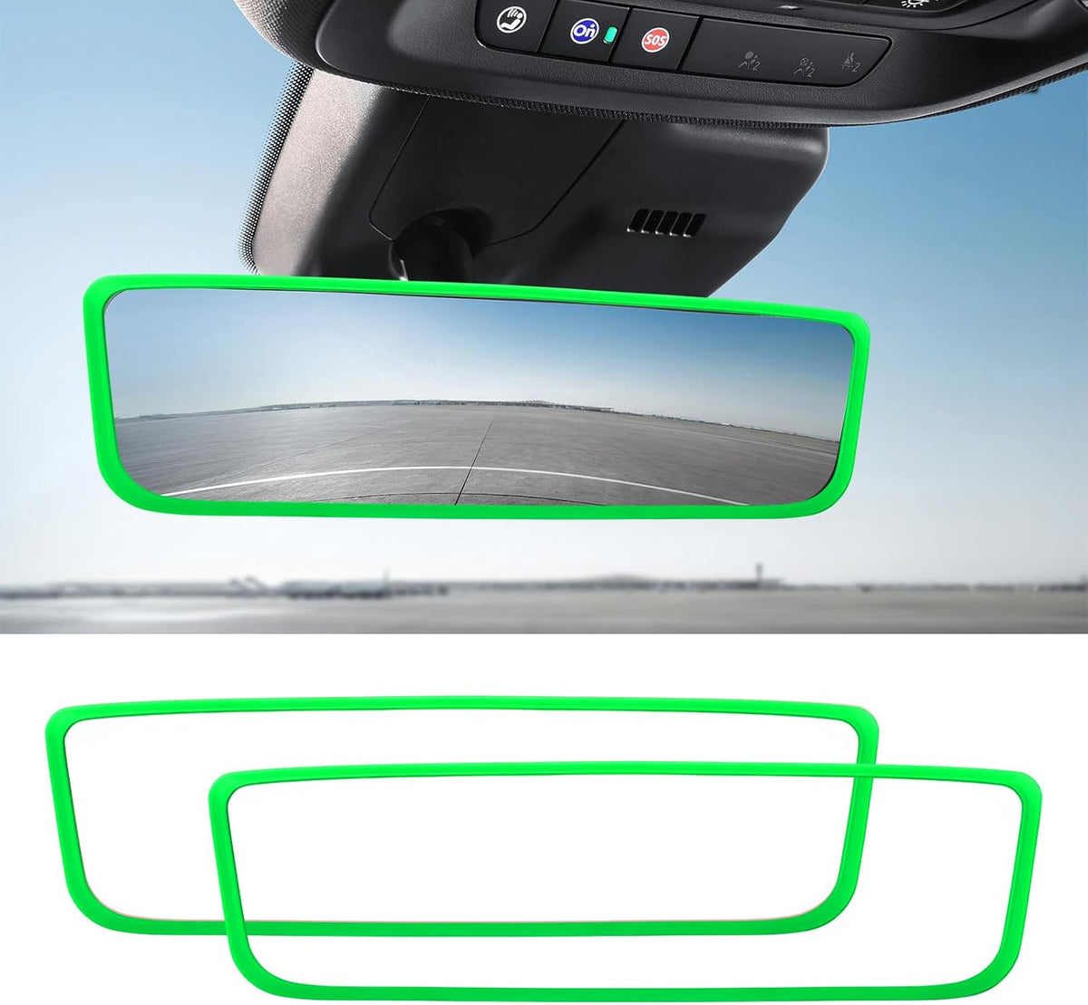 Ohleats Car Rear View Mirror Protector Frame, Edge Cover Trim, Pink