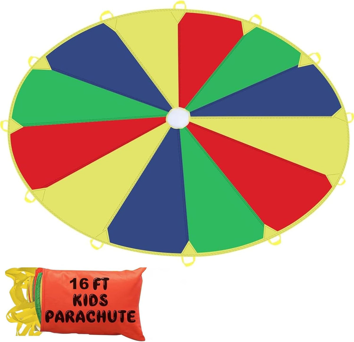Sonyabecca Parachute, Kids Play Parachute 12ft with 12 Handles for Cooperation Group Game, Suitable for School, Outdoor, Summer Camp (12 Feet)