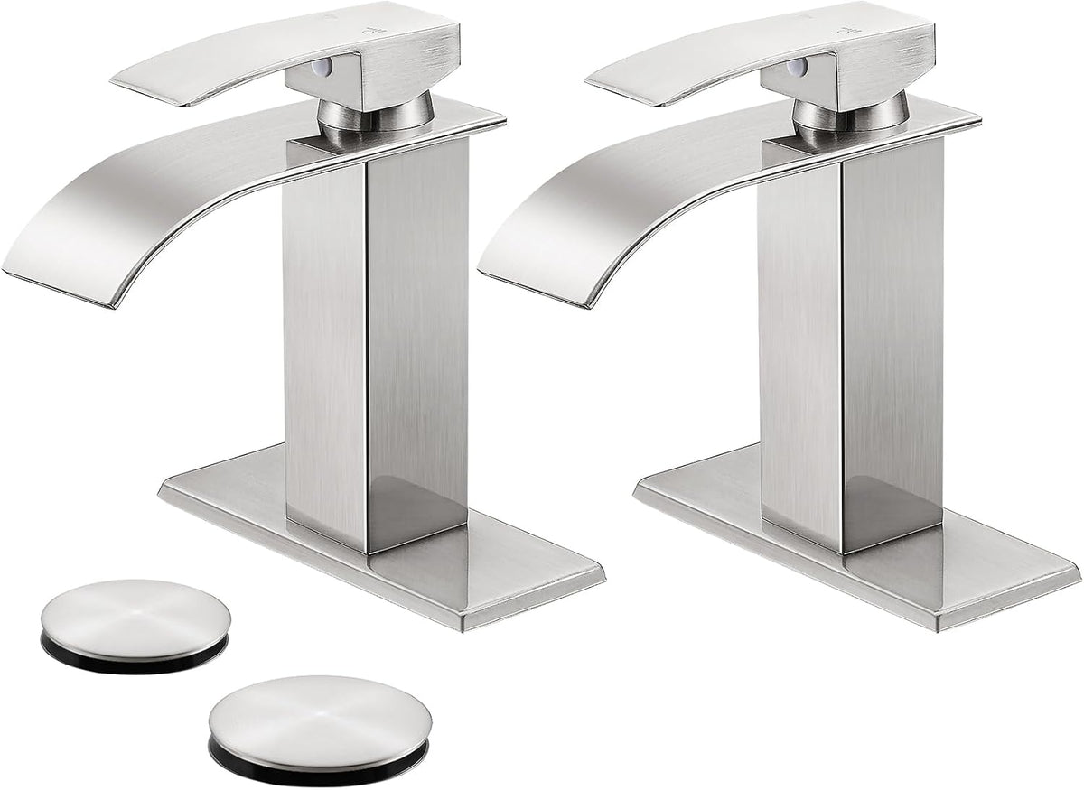 Bathroom Faucet Brushed Nickel Waterfall Single Handle Vanity Faucet