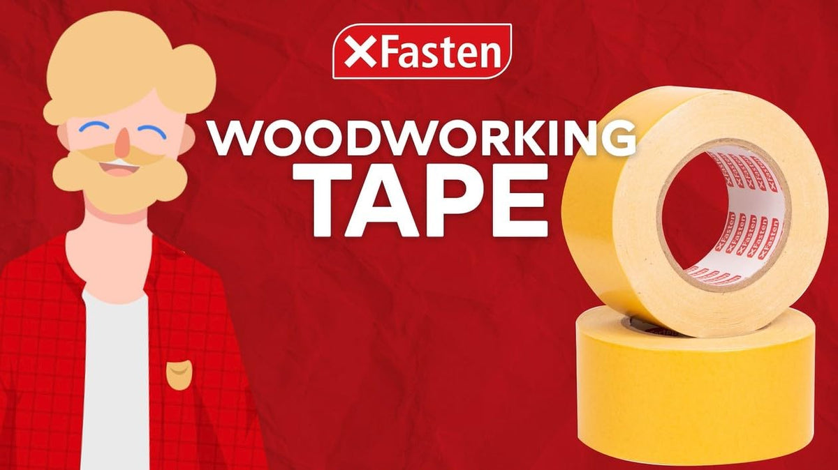 XFasten Double Sided Woodworking Tape 1 Inch x 108 Feet (3-Pack), Residue-Free, Removable Double Sided Woodworking Masking Tape for Wood Template, Mounting Boards MDF Edge Banding, Routing, Anchoring