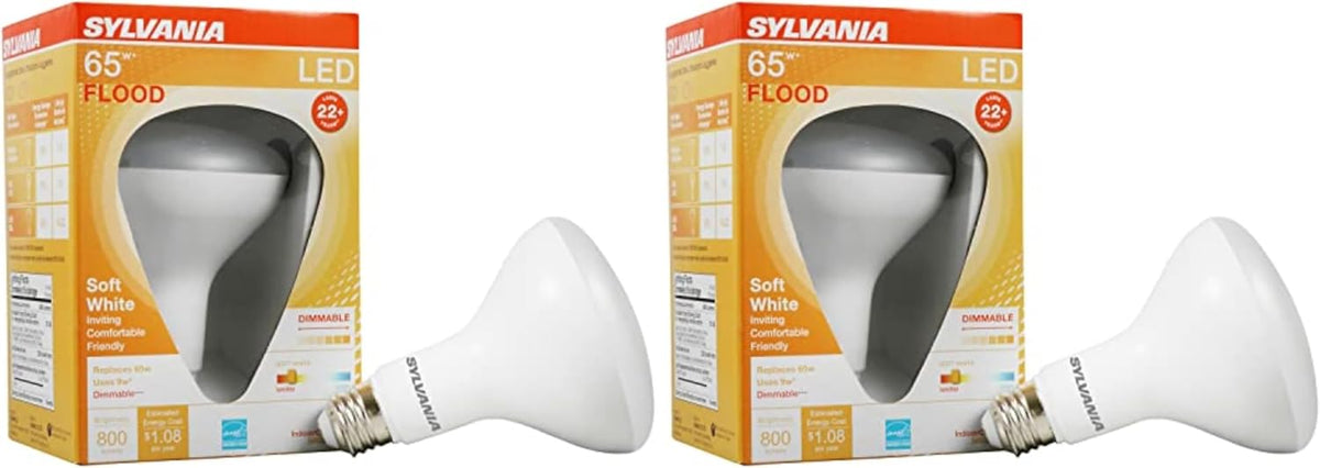 Sylvania ECO LED BR30 Light Bulb, 65W = 10W, Dimmable, Frosted Finish, 650 Lumens, 2700K, Soft White - 4 Pack (40870)