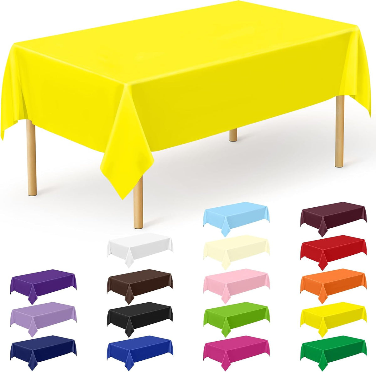 4Pack Black and Gold Tablecloths for Events, 54" x 108" Plastic Table Cloth Disposable for Rectangle Tables, Waterproof Table Cloth Cover for New Years Eve Decorations Holiday Birthday Wedding Dining