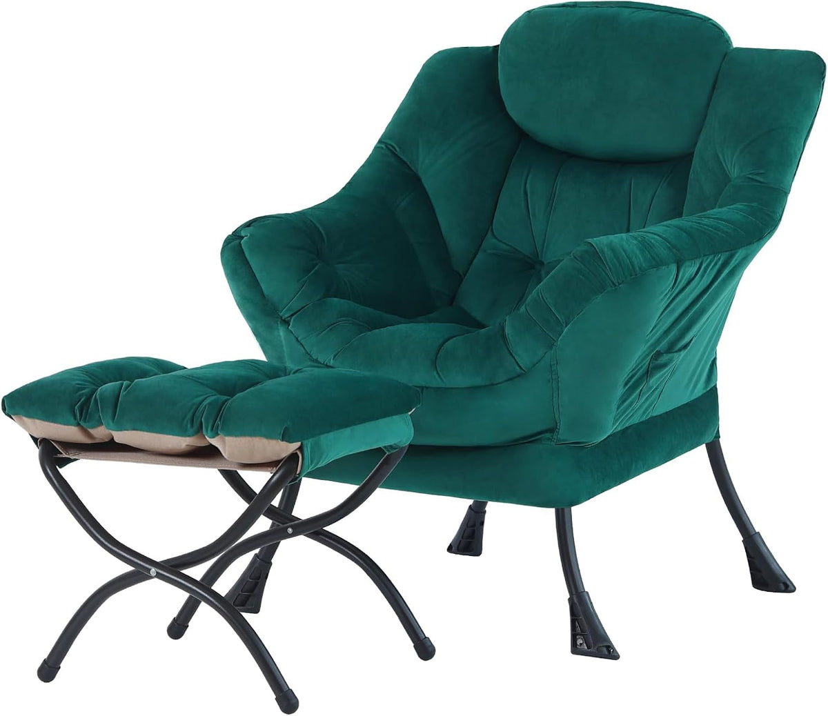 Tiita Lazy Chair with Ottoman, Comfy Reading Accent Chair, Dark Grey