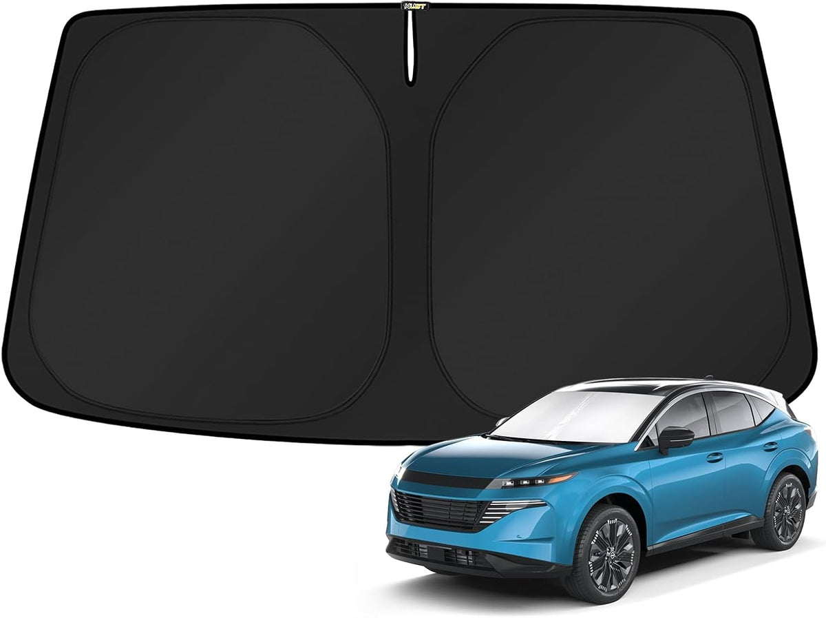 KUST Windshield Sun Shade for 2017-2026 Tesla Model Y/Model 3 Sunshade Accessories (Fit 2025-2026 Model Y Juniper / 2024 Model 3 Highland) Upgraded Foldable Sunshade, Blocks UV Rays Keep Car Cool